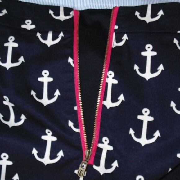 HATLEY Skirt, 8, Blue, White Anchors, Front Zipper, Back pockets, Lined - Picture 8 of 12